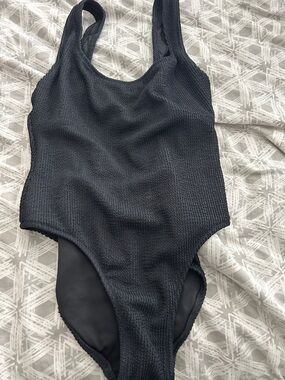 J. Crew Black Textured One-Piece Swimsuit